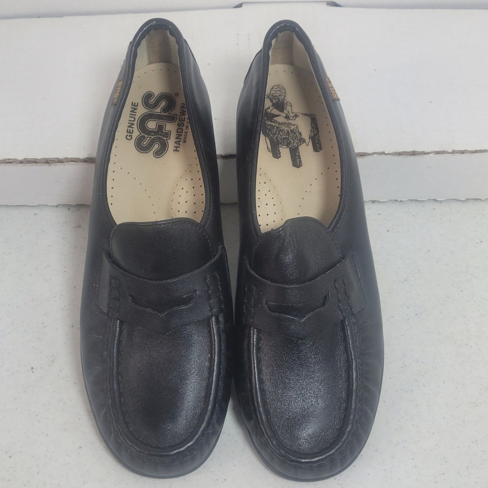 SAS Men's Penny Loafer Black Leather Handsewn Comfort Shoes 9 M Made in USA